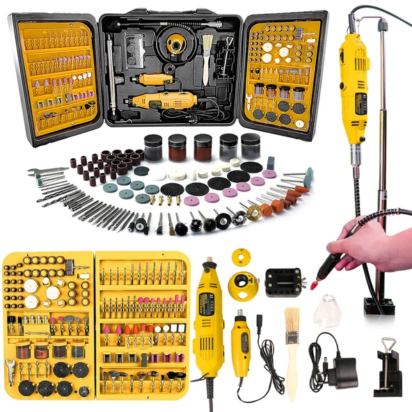 Anadolu Strong 350 Parça Çift Makinalı Gravür Oyma Dremel Taşlama Zımpara 130 W