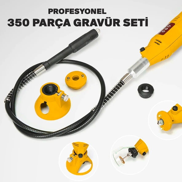 Anadolu Strong 350 Parça Çift Makinalı Gravür Oyma Dremel Taşlama Zımpara 130 W - 5