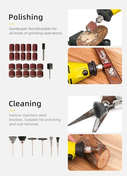 Anadolu Strong 350 Parça Çift Makinalı Gravür Oyma Dremel Taşlama Zımpara 130 W - 7