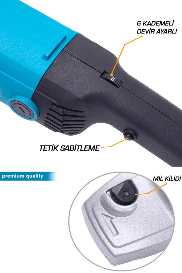 Germany Style GRM-PRO-2002M 6 Kademe Devir Ayarlı Zımpara Polisaj Pasta Cila Ve Parlatma Makinası - 6