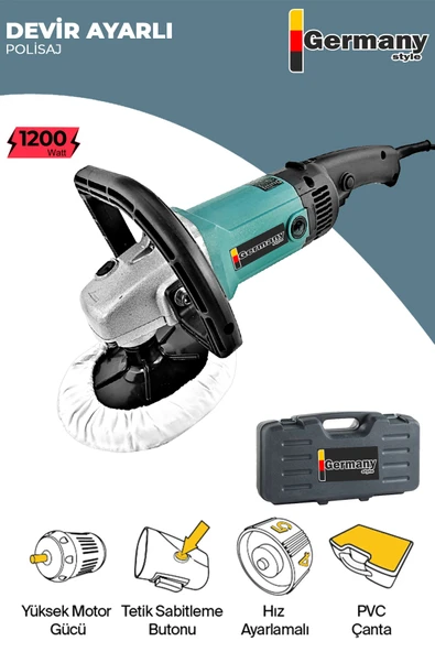 Germany Style GRM-PRO-2002M 6 Kademe Devir Ayarlı Zımpara Polisaj Pasta Cila Ve Parlatma Makinası - 2