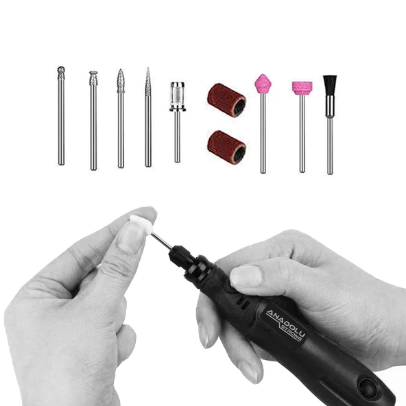 Anadolustrong 3 Kademeli Şarjlı Mini Taşlama Gravür Dremel Seti 10 Parça Taşıma Çantası - 3