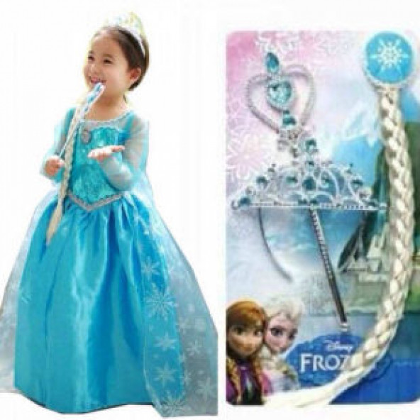 Karlar Ülkesi Frozen Elsa Anna Sihirli Asa Saç Ve Taç 4-6 yaş Seti