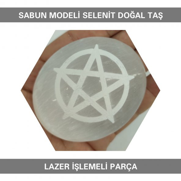 Sahi Aksesuar Selenit Doğal Taş Lazer İşlemeli Parça 7 cm