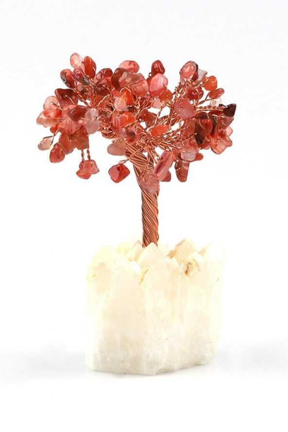 Sahi Aksesuar Kristal Kuvars - Akik Doğal Taş Tel Sarmalı Tasarım Ağaç
