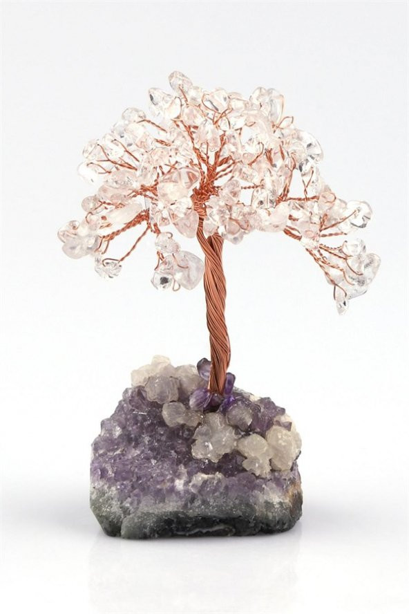 Sahi Aksesuar Ametist - Kristal Kuvars Doğal Taş Tel Sarmalı Tasarım Ağaç