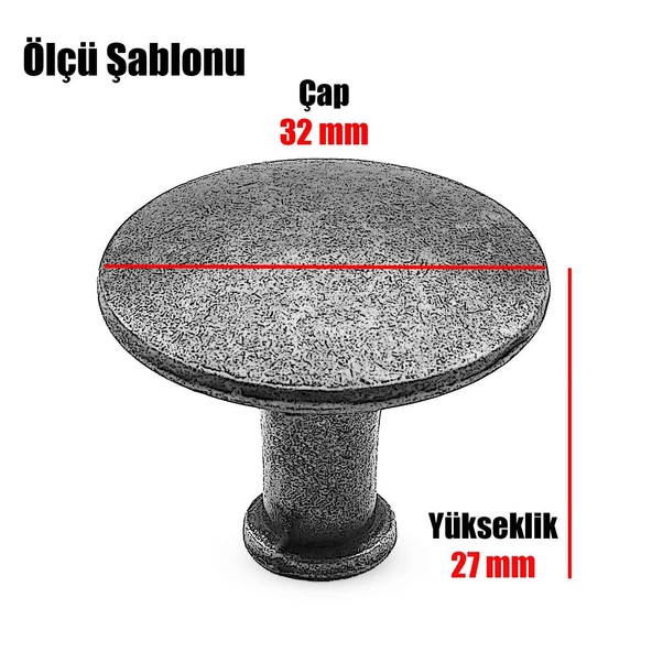 Big Düğme Eskitme Antik Sarı Metal Mobilya Mutfak Çekmece Dolap Dolabı Kapak Kulpu Kulbu Kulpları - Resim 2