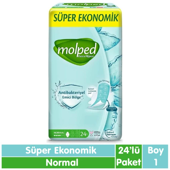 Molped Süper Ekonomik Antibakteriyel Ped Normal 24 Adet