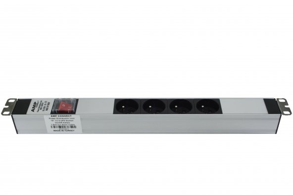 Amp Connect 19 İnç 1U 4 Çıkşlı Ups Fransız Soketli On/Off Işıklı - 4