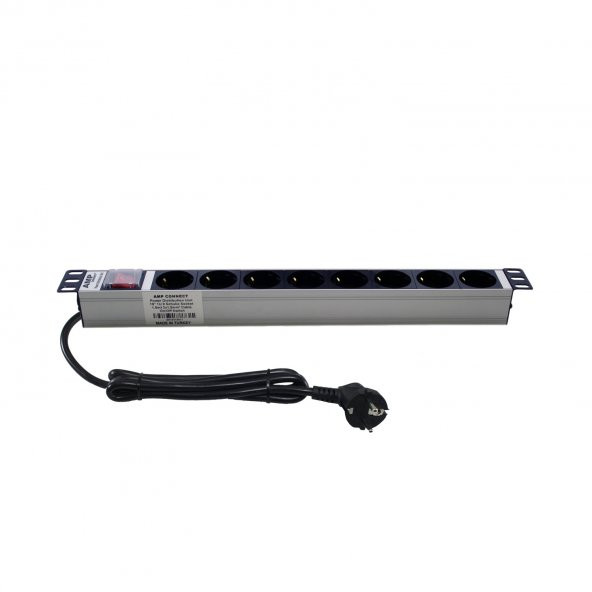 Ampconnect 191U 8 Yol Alman Tip On/Off Işıklı Anahtarlı Alü. Pdu