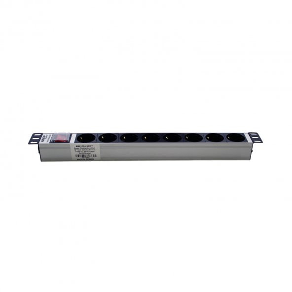 Ampconnect 191U 8 Yol Alman Tip On/Off Işıklı Anahtarlı Alü. Pdu - 4