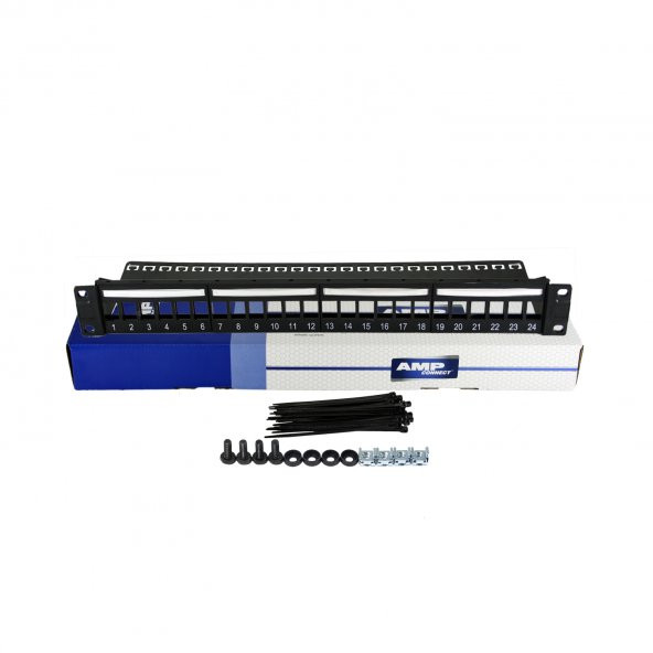 Amp Connect 24 Port Boş Patch Panel / Cat5-Cat6-Cat7-Utp