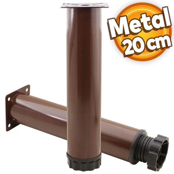Akça Ayarlanabilir Mobilya Kanepe Koltuk Baza Yükseltme Yükseltici Ayağı Metal Ayakları 20 Cm Kahve