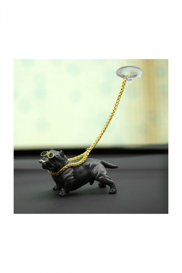 Pitbull Biblo Köpek Torpido Üstü Araç Içi Süs Siyah - 2