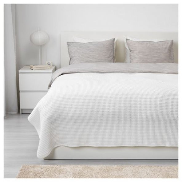 Çift Kişilik Yatak Örtüsü, Beyaz MeridyenDukkan 230x250 Cm %100 Pamuk Yatak Örtüsü - 2