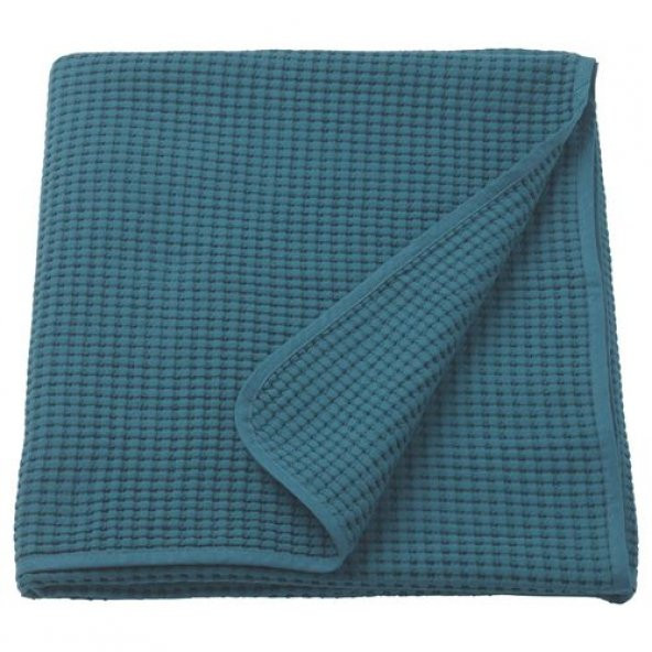 Tek Kişilik Yatak Örtüsü, Koyu Mavi MeridyenDukkan 150x250 Cm %100 Pamuk Yatak Örtüsü - 3