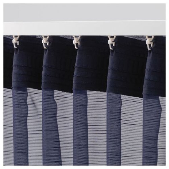 Tül Perde-Fon Perde /2 Kanat, MeridyenDukkan Koyu Mavi Renk 145x300 cm - 3