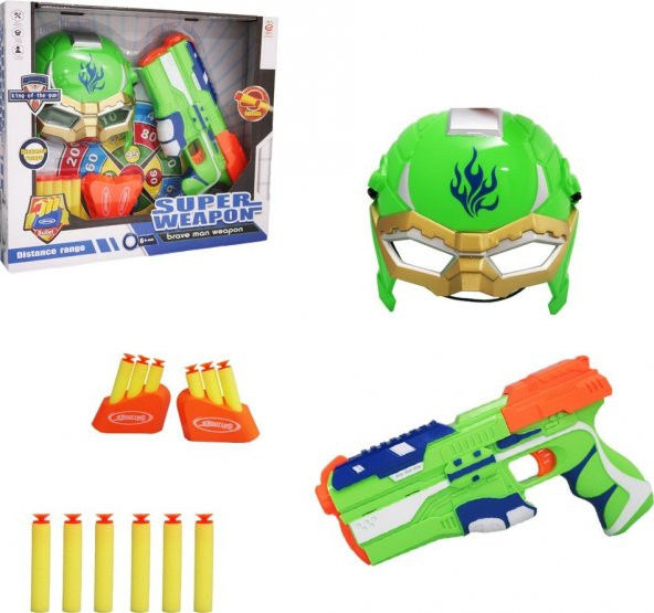 Toys e Toys Super Weapon Maskeli Sünger Atan Oyuncak Tüfek- Yeşil