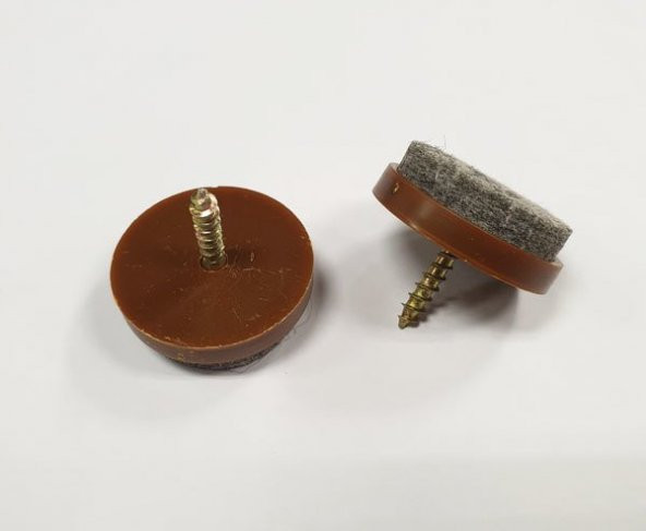 Sandalye Keçesi Plastik Taban 20mm Vidalı Kahve