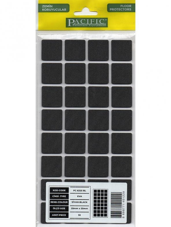 Yapışkanlı Eva Keçe Kare 1Plk=32 Ad 25x25 Siyah ürün görseli