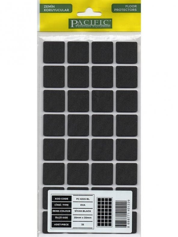 Yapışkanlı Eva Keçe Kare 1Plk=32 Ad 25x25 Siyah - Resim 2