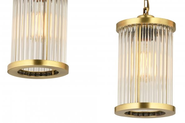 LampaLuce Albinia Sport Özel Çubuk Taşlı 3lü Sıralı Sarkıt Avize Sarı 60x85cm - 2