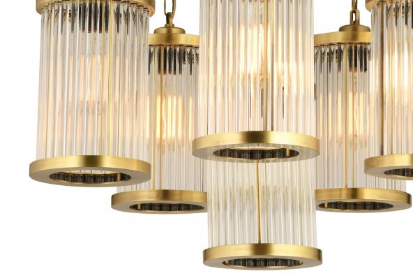 LampaLuce Albinia Sport Özel Çubuk Taşlı 6lı Sarkıt Avize Sarı 60x90cm - 2