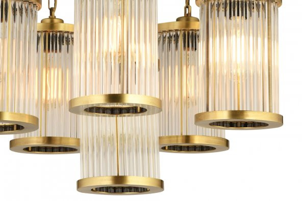 LampaLuce Albinia Sport Özel Çubuk Taşlı 6lı Sarkıt Avize Sarı 60x90cm - 3