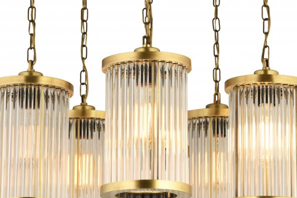 LampaLuce Albinia Sport Özel Çubuk Taşlı 6lı Sarkıt Avize Sarı 60x90cm - 4