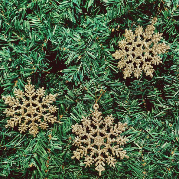 Asılabilir Yılbaşı Yeniyıl Ağacı Süsü 10cm Kar Tanesi ALTIN Christmas Tree Ornaments Yeni Yıl Süsleri