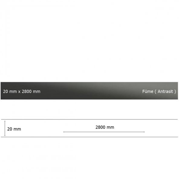 20 mm x 2800 mm Antrasit Sibu Aynalı Pleksi Şerit Mobilya Süsü