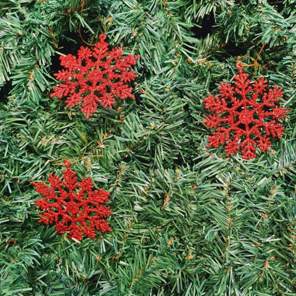 Asılabilir Yılbaşı Yeniyıl Ağacı Süsü 10cm Kar Tanesi KIRMIZI Christmas Tree Ornaments Yeni Yıl Süsleri