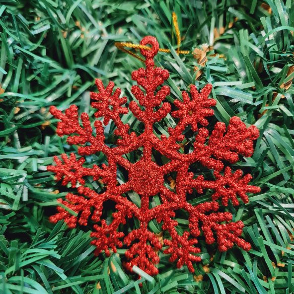 Asılabilir Yılbaşı Yeniyıl Ağacı Süsü 10cm Kar Tanesi KIRMIZI Christmas Tree Ornaments Yeni Yıl Süsleri - 2