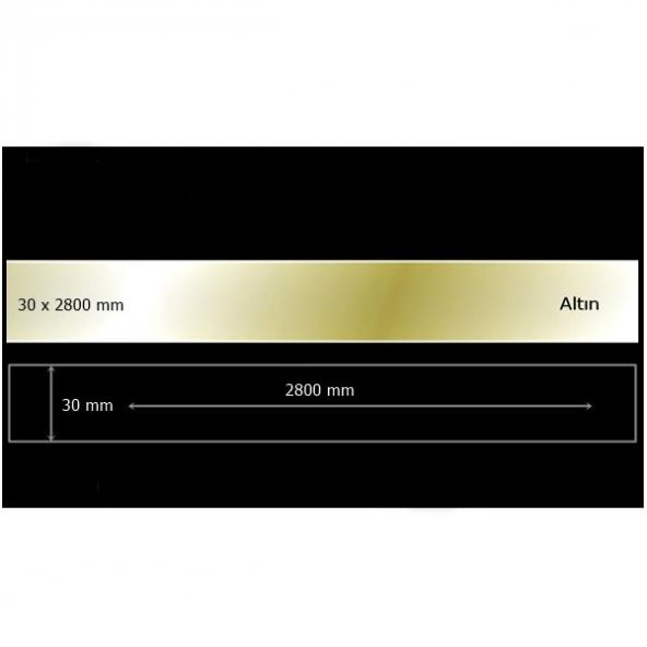 30 mm x 2800 mm Altın Sibu Aynalı Pleksi Şerit Mobilya Süsü