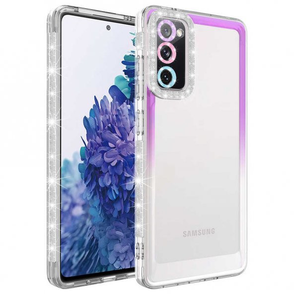 Galaxy S20 FE Kılıf Simli ve Renk Geçiş Tasarımlı Lens Korumalı Zore Park Kapak - 3