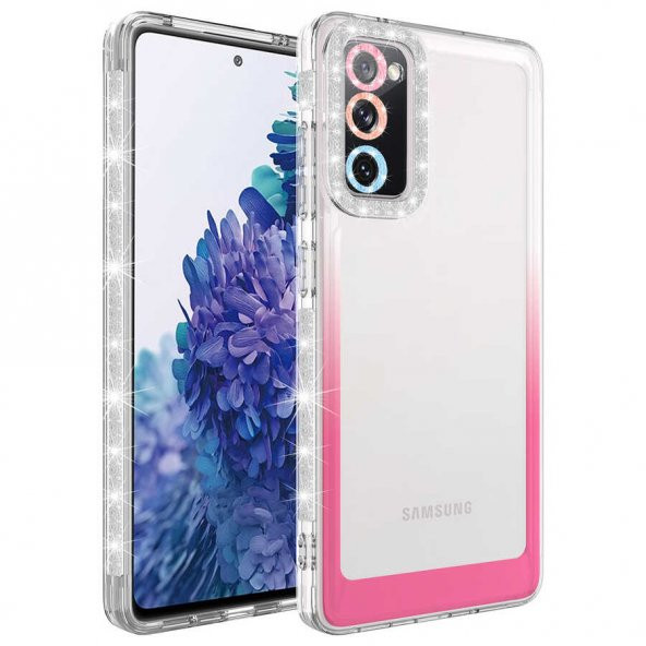 Galaxy S20 FE Kılıf Simli ve Renk Geçiş Tasarımlı Lens Korumalı Zore Park Kapak - 6