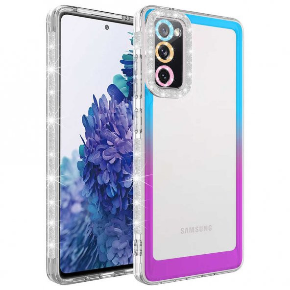 Galaxy S20 FE Kılıf Simli ve Renk Geçiş Tasarımlı Lens Korumalı Zore Park Kapak - 7