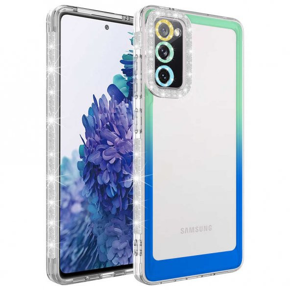 Galaxy S20 FE Kılıf Simli ve Renk Geçiş Tasarımlı Lens Korumalı Zore Park Kapak - 9