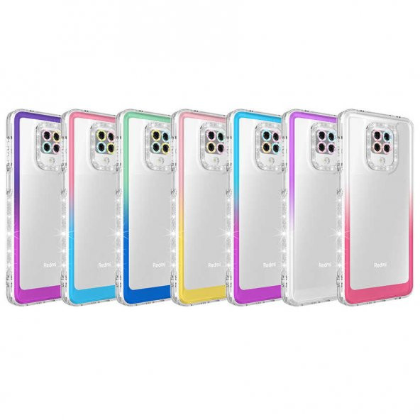 Xiaomi Redmi Note 9 Pro Kılıf Simli ve Renk Geçiş Tasarımlı Lens Korumalı Zore Park Kapak - 2