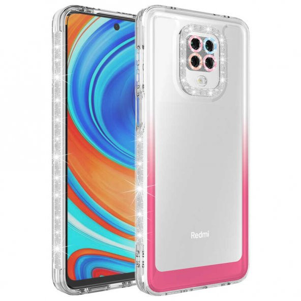 Xiaomi Redmi Note 9 Pro Kılıf Simli ve Renk Geçiş Tasarımlı Lens Korumalı Zore Park Kapak - 6