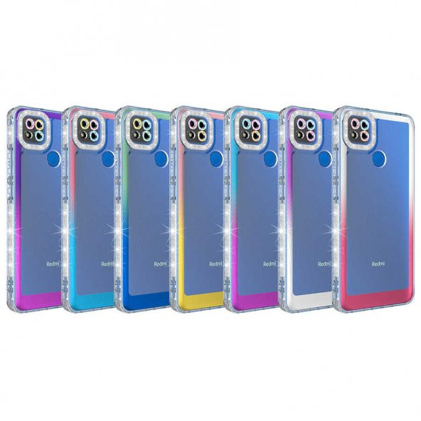 Xiaomi Redmi 9C Kılıf Simli ve Renk Geçiş Tasarımlı Lens Korumalı Zore Park Kapak - 2