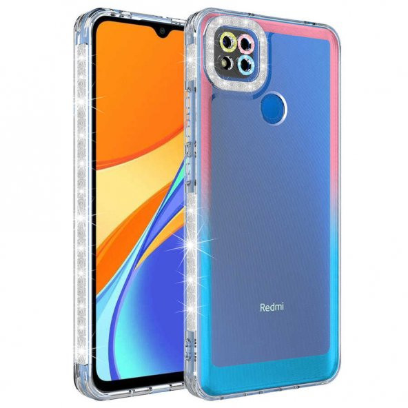 Xiaomi Redmi 9C Kılıf Simli ve Renk Geçiş Tasarımlı Lens Korumalı Zore Park Kapak - 5
