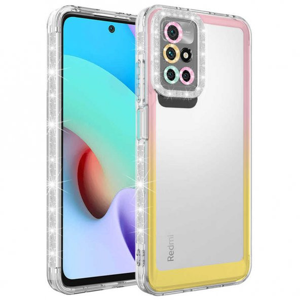 Xiaomi Redmi 10 Kılıf Simli ve Renk Geçiş Tasarımlı Lens Korumalı Zore Park Kapak ürün görseli 1