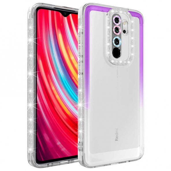 Xiaomi Redmi Note 8 Pro Kılıf Simli ve Renk Geçiş Tasarımlı Lens Korumalı Zore Park Kapak - 3
