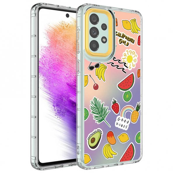 Galaxy A53 5G Kılıf Kamera Korumalı Renkli Desenli Sert Silikon Zore Korn Kapak - 3
