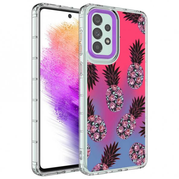 Galaxy A53 5G Kılıf Kamera Korumalı Renkli Desenli Sert Silikon Zore Korn Kapak - 5