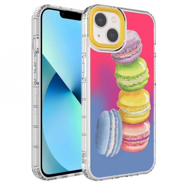 Apple iPhone 13 Kılıf Kamera Korumalı Renkli Desenli Sert Silikon Zore Korn Kapak - 10