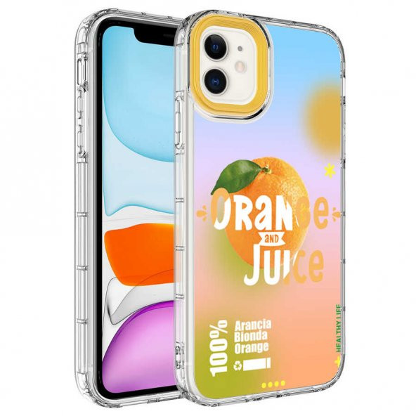 Apple iPhone 12 Kılıf Kamera Korumalı Renkli Desenli Sert Silikon Zore Korn Kapak - 3