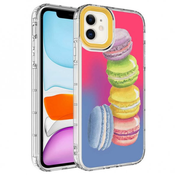 Apple iPhone 12 Kılıf Kamera Korumalı Renkli Desenli Sert Silikon Zore Korn Kapak - 10