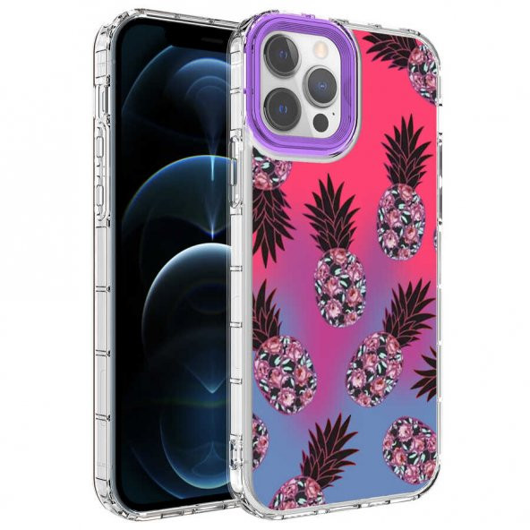 Apple iPhone 13 Pro Max Kılıf Kamera Korumalı Renkli Desenli Sert Silikon Zore Korn Kapak - 6
